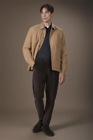 SMALL PLEATS AND BACK ELASTIC WAISTBAND BROWN
