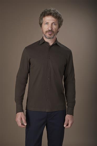 LONG SLEEVES POLO SHIRT DK BROWN