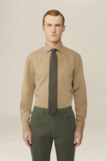 FRENCH COLLAR BACK CARRE SHIRT BEIGE