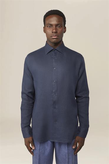 FRENCH COLLAR SHIRT DK BLUE