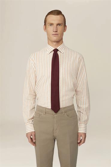 FRENCH COLLAR BACK CARRÈ SHIRT WHITE/PEACH