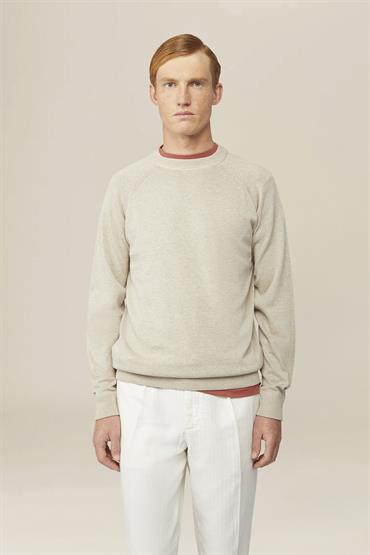 BASIC KNIT ROUNDNECK R/S LT BEIGE MEL