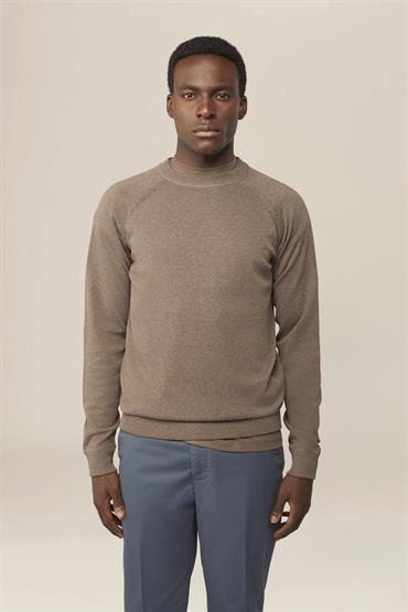 BASIC KNIT ROUNDNECK R/S LT BROWN MEL