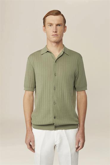 KNITTED POLO/SHIRT S/S SAGE GREEN