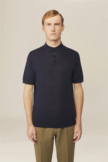 KNITTED POLO S/S BLUE NAVY