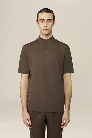 KNITTED POLO S/S BROWN
