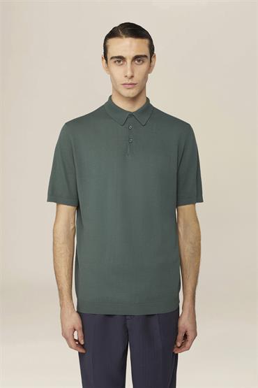 KNITTED POLO S/S GREEN