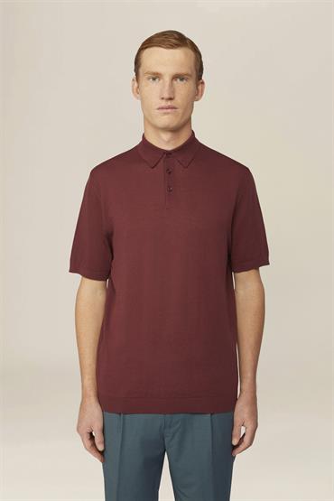 KNITTED POLO S/S WINE
