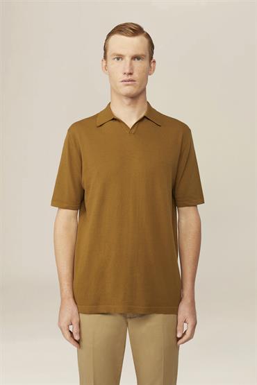 KNITTED POLO DERBY COLLAR S/S OLIVE GREEN
