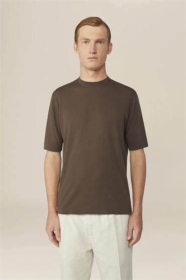KNITTED T-SHIRT S/S BROWN