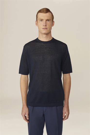 KNITTED T-SHIRT DK BLUE