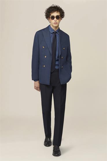 TROUSERS WITH DOUBLE PLEATS BLUE