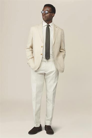 TROUSERS WITH DOUBLE PLEATS CREAM