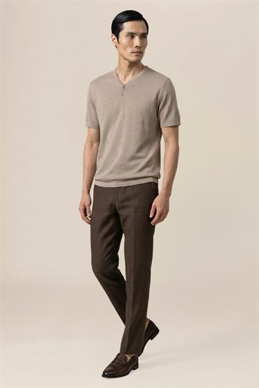 TROUSERS WITH SMALL PLEATS BROWN