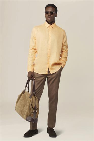 TROUSERS WITH SINGLE PLEATS BROWN