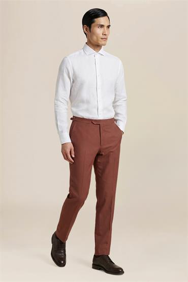 TROUSERS DOUBLE PLEATS AND SIDE BUKLES RUST