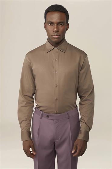 LONG SLEEVES POLO-SHIRT TAUPE